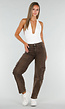 Bruine Denim Cargo Barrel Jeans met Zijzakken