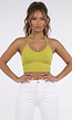 Groene Fringe Halter Top met Ondertop