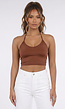 Bruine Halter Franjetop met Padded Ondertop