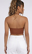 Bruine Halter Franjetop met Padded Ondertop