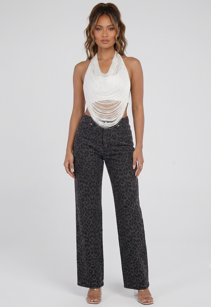 Witte Halter Franjetop met Padded Ondertop