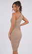Geplooide Asymmetrische One Shoulder Taupe Bodycon Jurk