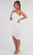 Gedrapeerde Asymmetrische Witte Jurk met One Shoulder