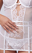 Witte Doorschijnende Lingerie Set van Mesh met Kanten Beugelcups