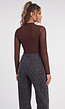 Bruine Mesh Body met Lange Mouwen en Gedrapeerde Hoge Hals