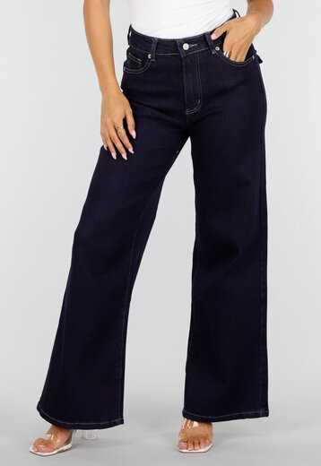 Donkerblauwe Wide Leg Jeans