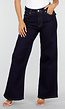 Donkerblauwe Wide Leg Jeans met Contrasterende Stiksels en Zakken