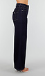 Donkerblauwe Wide Leg Jeans met Contrasterende Stiksels en Zakken