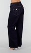 Donkerblauwe Wide Leg Jeans met Contrasterende Stiksels en Zakken