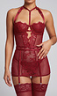 Rode Doorschijnende Lingerie Set met Kanten Beugelcups en Bandjes