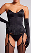 Zwarte Lingerie Set met Strapless Korset en Jarretelbandjes