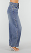 Blauwe Barrel Jeans met Stud Details Langs de Broekspijpen
