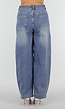 Blauwe Barrel Jeans met Stud Details Langs de Broekspijpen
