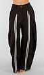 Bruine Wijde Barrel Pantalon met Witte Strepen en Plooien