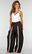 Bruine Wijde Barrel Pantalon met Witte Strepen en Plooien