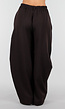 Bruine Wijde Barrel Pantalon met Witte Strepen en Plooien