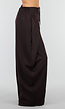 Bruine Wijde Barrel Pantalon met Witte Strepen en Plooien