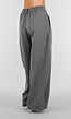 Grijze Wide Leg Pantalon met Witte Strepen en Plooidetail