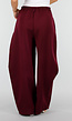Bordeaux Wijde Pantalon met Witte Strepen en Plooien