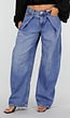 Blauwe Barrel Jeans met Plooidetails en Wijde Pijpen