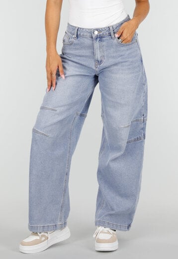 NEW160926 Lichtblauwe Barrel Jeans met Siernaden