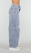 Lichtblauwe Barrel Jeans met Siernaden en Lange Pijpen