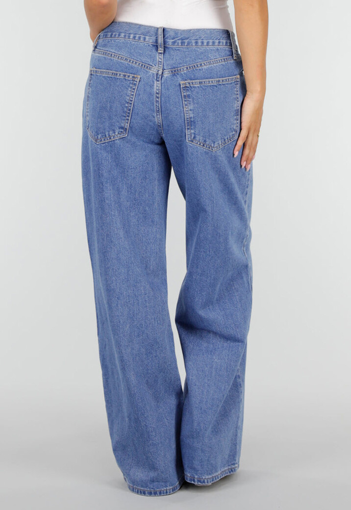 Low Waist Blauwe Wide Leg Jeans met Lange Wijde Pijpen