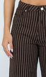Bruine Wide Leg Jeans met Krijtstreep en Steekzakken