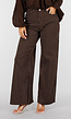 Bruine Wide Leg Jeans met Krijtstreep en Steekzakken