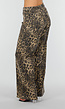 Bruine Wide Leg Jeans met Luipaardprint en Steekzakken