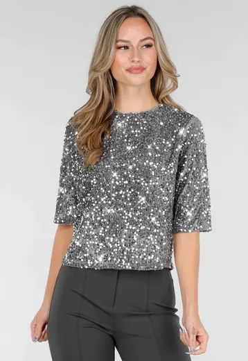 Zilveren Pailletten Top