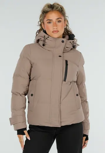 NEW230926 Beige Korte Gewatteerde Winterjas