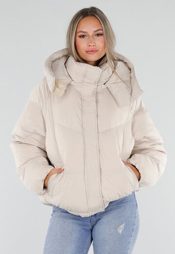 NEW230926 Beige Gewatteerde Puffer Winterjas