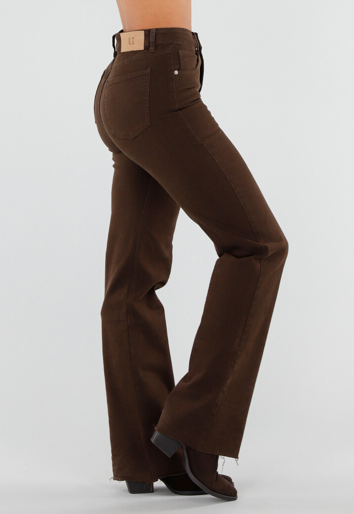 Bruine High Waist Straight Leg Tall Jeans met Lange Pijpen