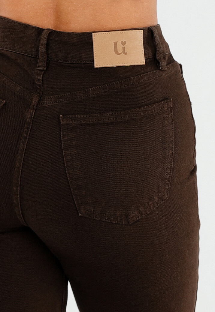 Bruine High Waist Straight Leg Tall Jeans met Lange Pijpen