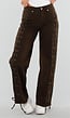 CAMPAGNEJEANS Bruine Wide Leg Jeans met Veterdetails