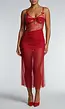 Rode Mesh Lingerie Jurk met Kant