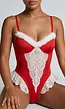 Rode Kerst Lingerie Body met Kant en Rendier Oortjes
