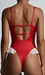 Rode Kerst Lingerie Body met Kant en Rendier Oortjes