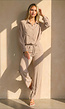 Beige Wide Leg Broek met Elastische Taille en Strikkoord