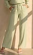 Pistache Wide Leg Broek met Strikkoord