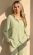 Pistache Blouse met Kraag en Knoopsluiting
