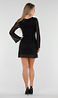 Zwarte Mesh Overslag Mini Jurk met Lange Mouwen en Stretch
