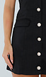 Zwarte Halter Playsuit met Korte Pijpen en Gouden Knopen
