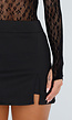 Zwarte High Waist Skort met Korte Pijpjes en Split aan Voorkant
