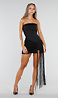 NEW300926 Zwarte Bandeau Top met Lange Franjes