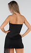 Zwarte Strapless Bandeau Top met Extra Lange Franjes