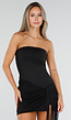Zwarte Strapless Bandeau Top met Extra Lange Franjes