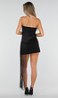 Zwarte Strapless Bandeau Top met Extra Lange Franjes