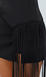 Zwarte Strapless Bandeau Top met Extra Lange Franjes